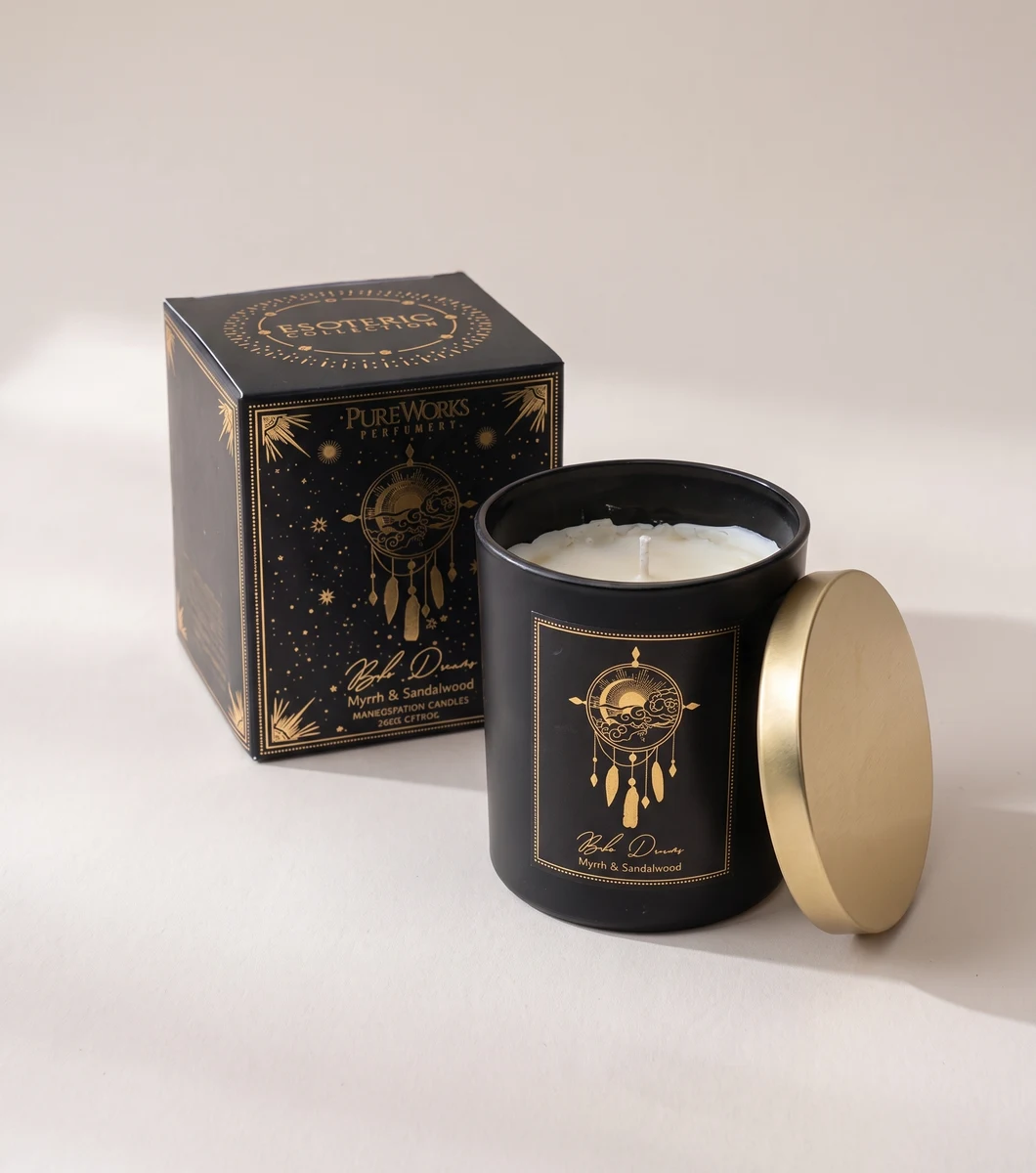 Candela d'Intento Boho Dreams – 200 g in vetro con coperchio Candela d'Intento Boho Dreams – 200 g in vetro con coperchio