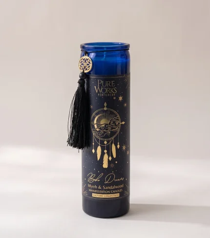 Candela d'Intento Boho Dreams – 300 g in vetro con nappina