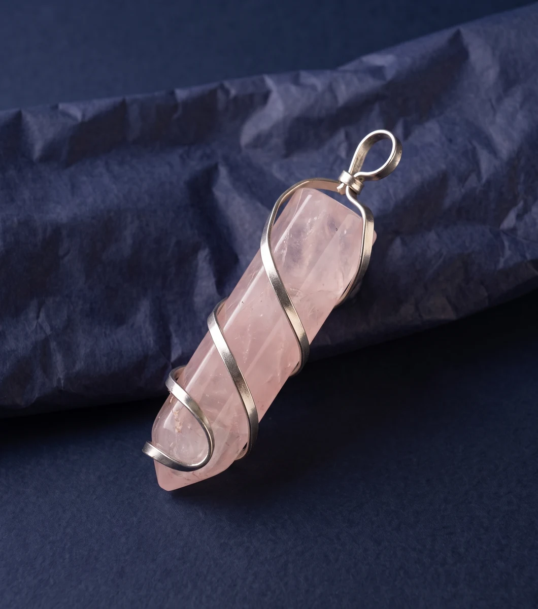 Ciondolo Punta di Quarzo Rosa Ciondolo Punta di Quarzo Rosa